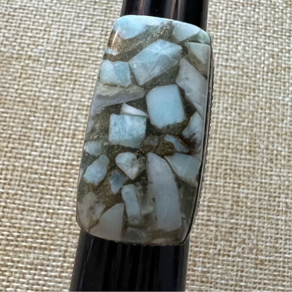 New Copper Larimar Silver Overlay Ring Size 7.75 - Picture 6 of 6